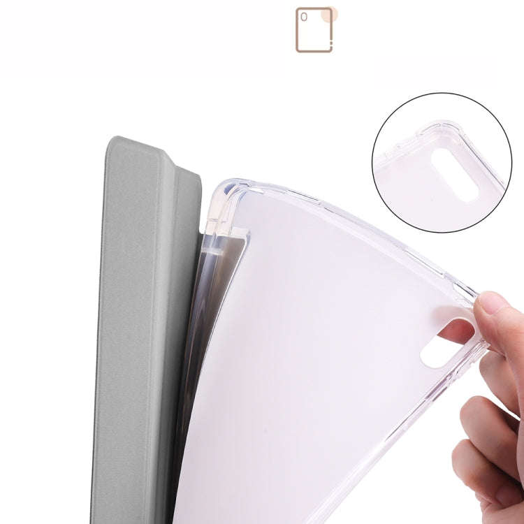 For Huawei MatePad 11 2021 3-folding Transparent TPU Smart Leather Tablet Case(Grey)
