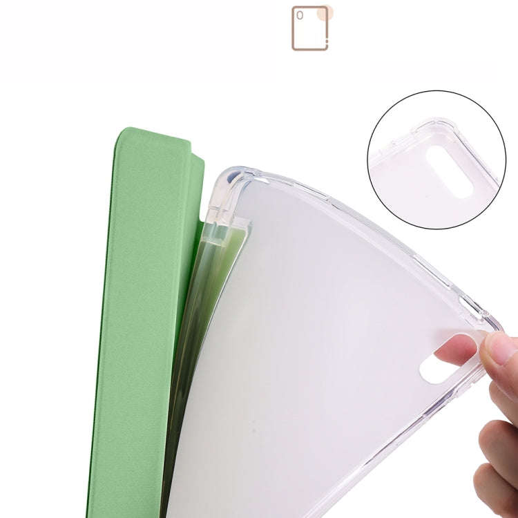 For Huawei MatePad 11 2021 3-folding Transparent TPU Smart Leather Tablet Case(Matcha Green)