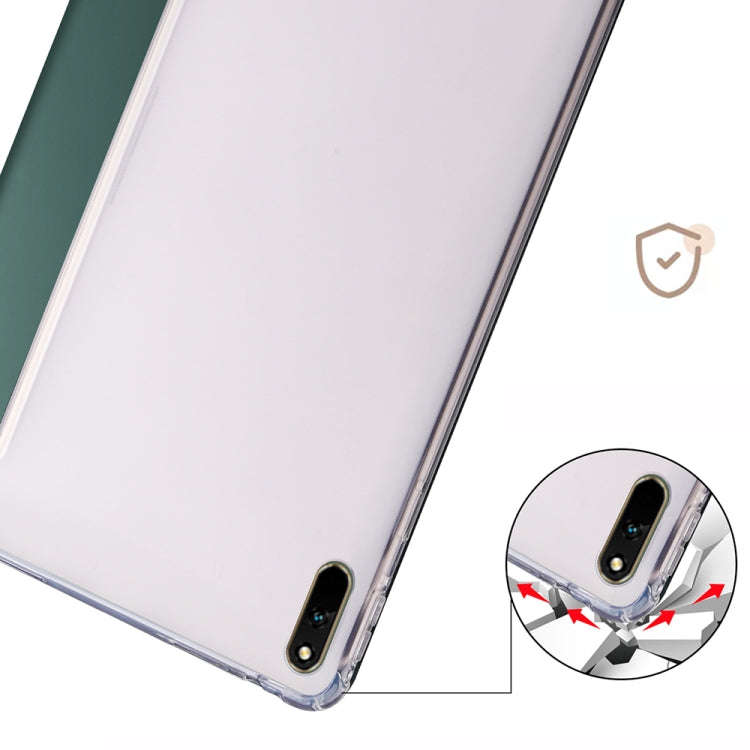 For Huawei MatePad 11 2021 3-folding Transparent TPU Smart Leather Tablet Case(Pine Green)