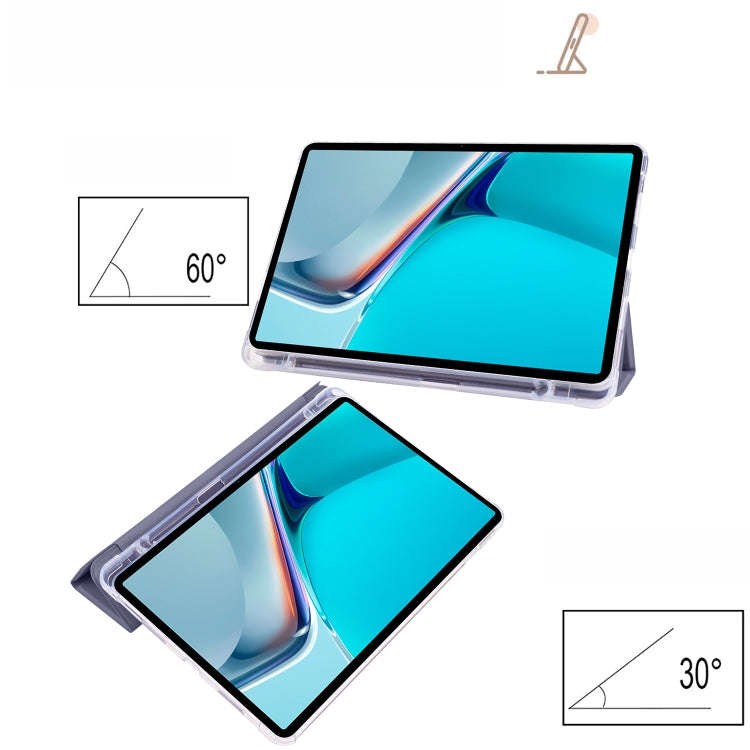 For Huawei MatePad 11 2021 3-folding Transparent TPU Smart Leather Tablet Case(Purple)