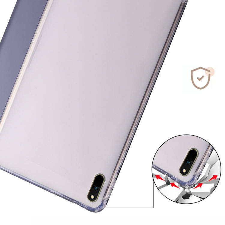 For Huawei MatePad 11 2021 3-folding Transparent TPU Smart Leather Tablet Case(Purple)