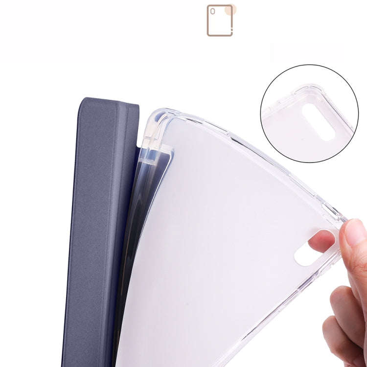 For Huawei MatePad 11 2021 3-folding Transparent TPU Smart Leather Tablet Case(Purple)