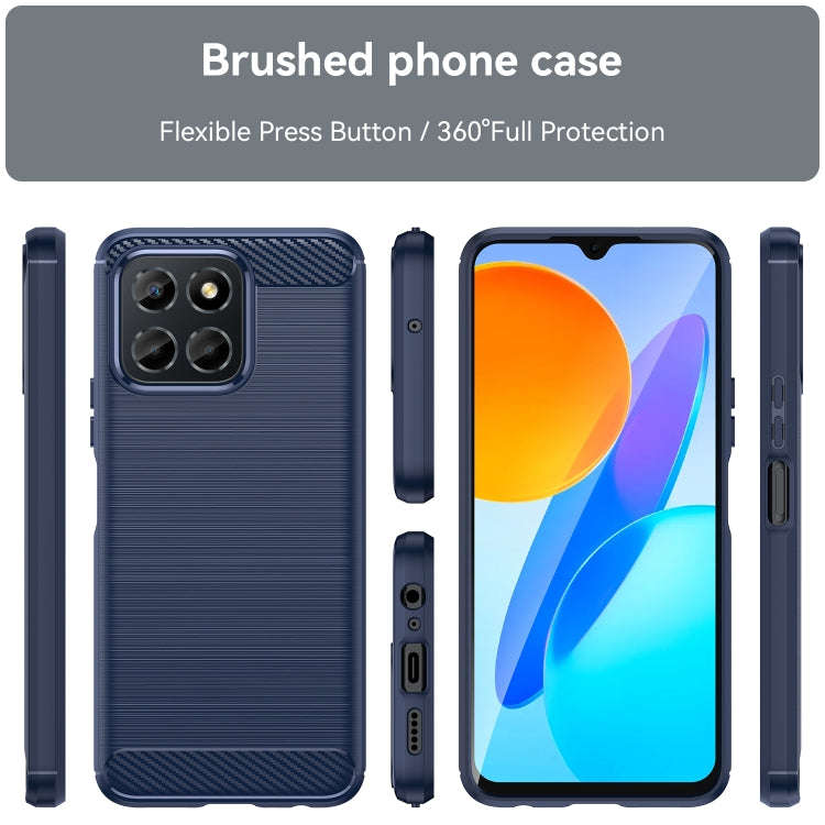 For Honor X6 5G Brushed Texture Carbon Fiber TPU Phone Case(Blue)