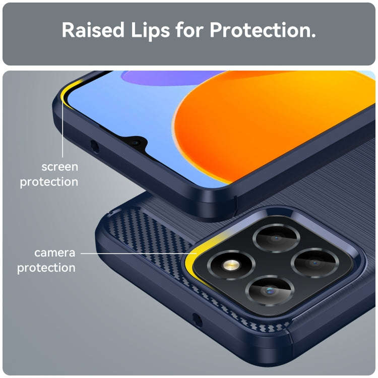 For Honor X6 5G Brushed Texture Carbon Fiber TPU Phone Case(Blue)