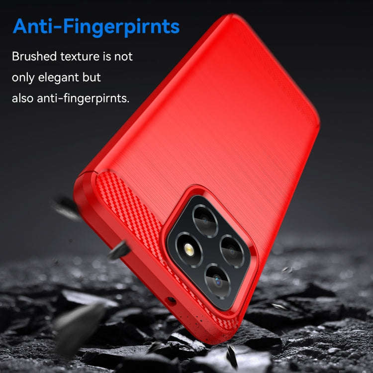 For Honor X8 5G Brushed Texture Carbon Fiber TPU Phone Case(Red)