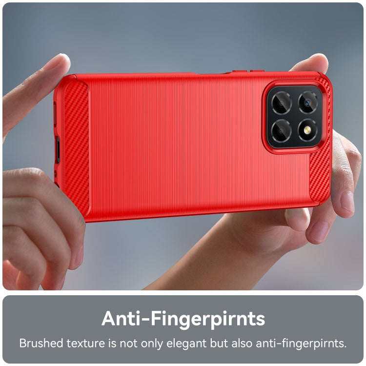 For Honor X8 5G Brushed Texture Carbon Fiber TPU Phone Case(Red)