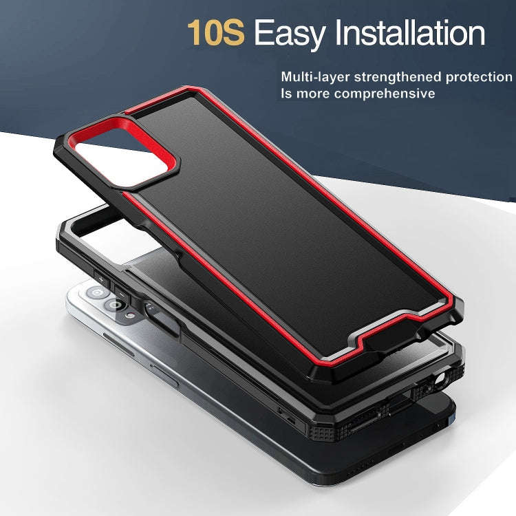 For T-Mobile Revvl 6 Pro 5G Armour Two-color TPU + PC Phone Case(Red+Black)