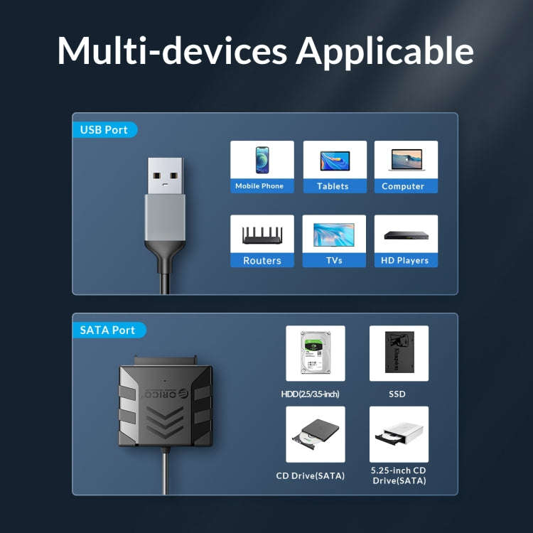 ORICO UTS1 USB 2.0 2.5-inch SATA HDD Adapter, Cable Length:0.3m