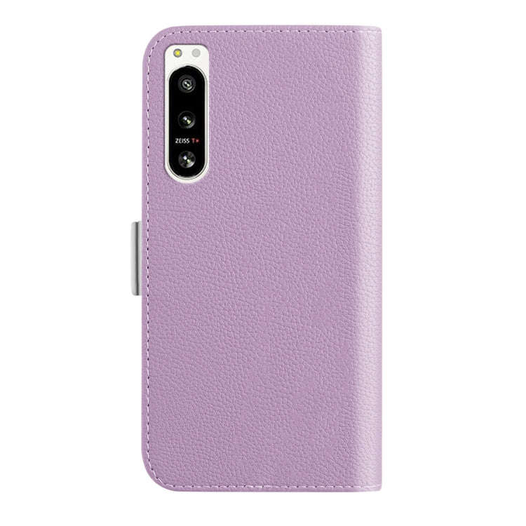 For Sony Xperia 5 IV Candy Color Litchi Texture Leather Phone Case(Light Purple)