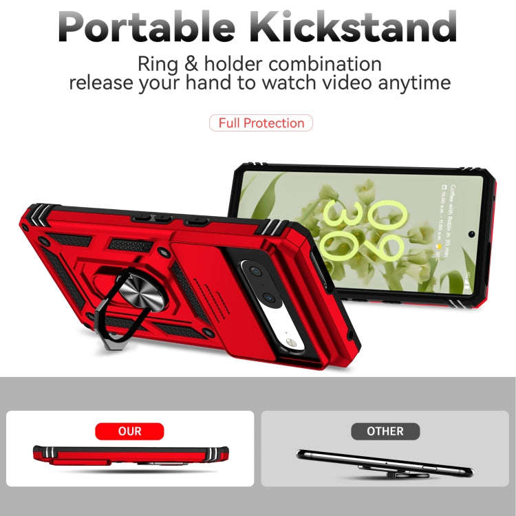 For Google Pixel 7 5G Sliding Camshield Holder Phone Case(Red)