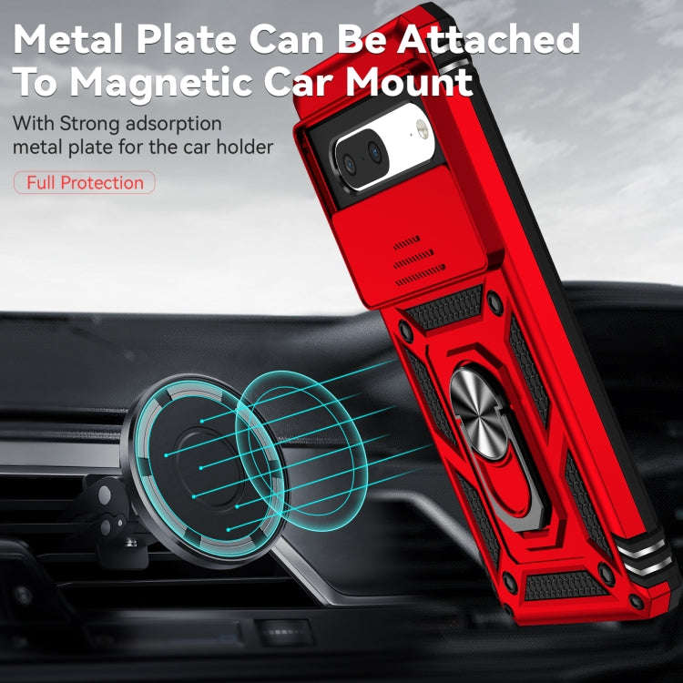 For Google Pixel 7 5G Sliding Camshield Holder Phone Case(Red)