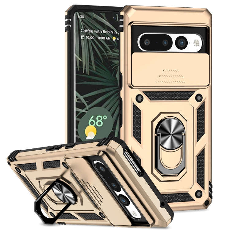 For Google Pixel 7 Pro 5G Sliding Camshield Holder Phone Case(Gold)