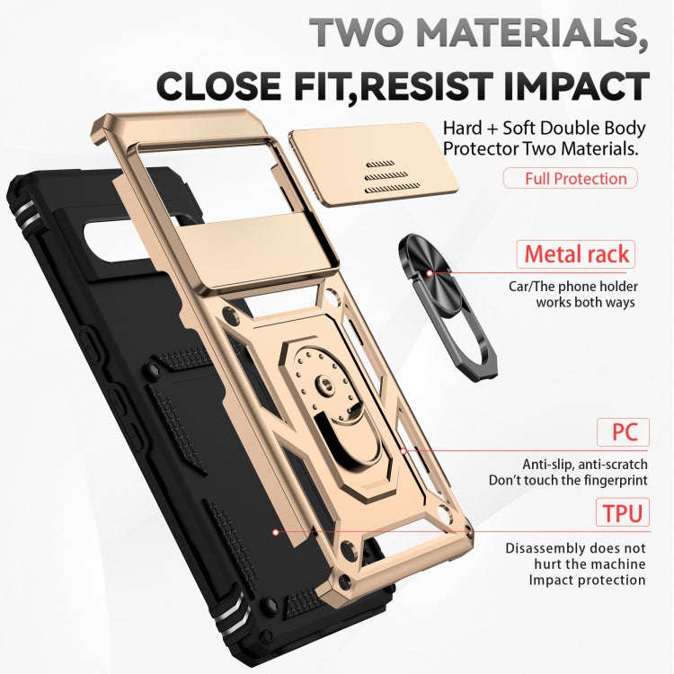 For Google Pixel 7 Pro 5G Sliding Camshield Holder Phone Case(Gold)