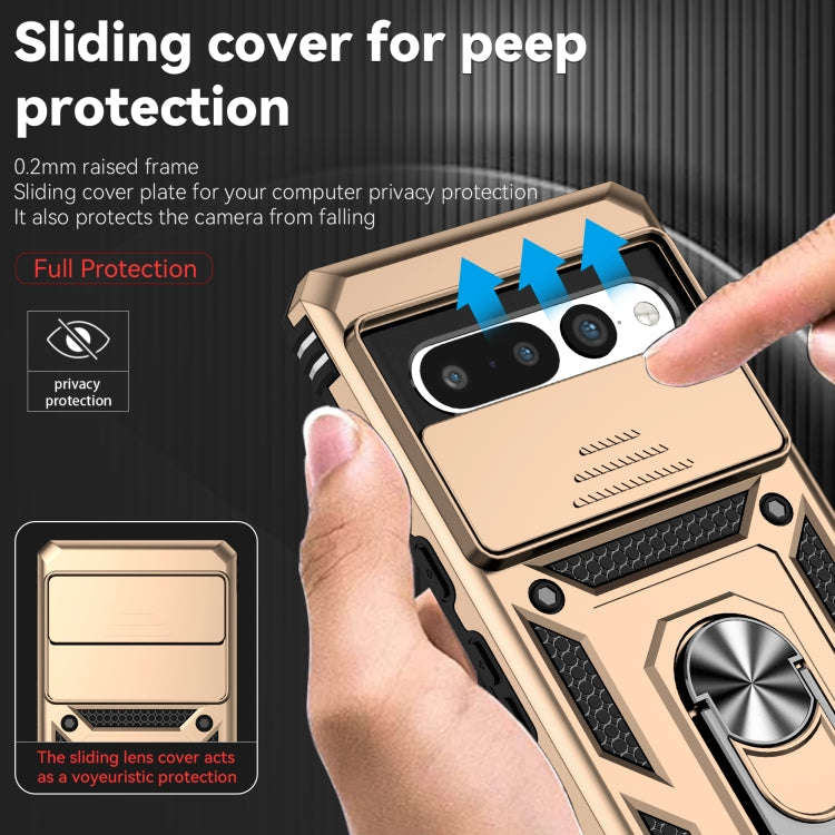 For Google Pixel 7 Pro 5G Sliding Camshield Holder Phone Case(Gold)