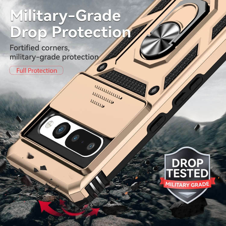 For Google Pixel 7 Pro 5G Sliding Camshield Holder Phone Case(Gold)