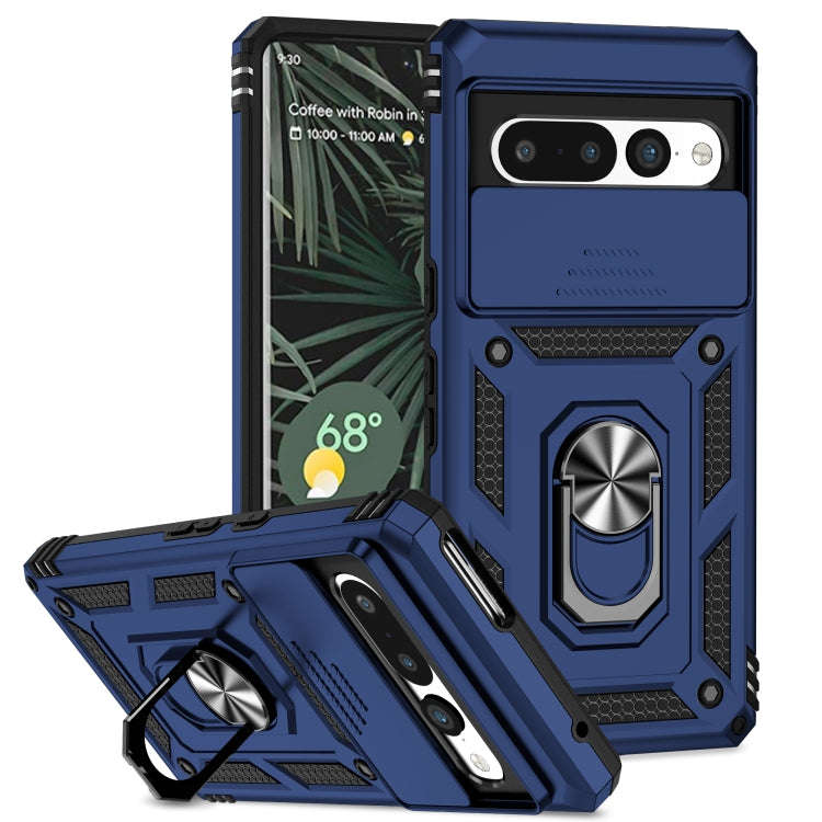 For Google Pixel 7 Pro 5G Sliding Camshield Holder Phone Case(Blue)