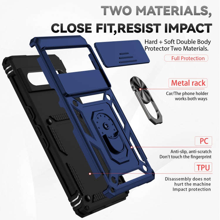 For Google Pixel 7 Pro 5G Sliding Camshield Holder Phone Case(Blue)