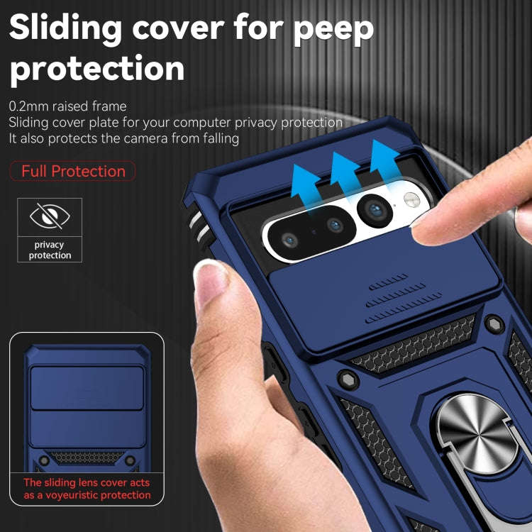 For Google Pixel 7 Pro 5G Sliding Camshield Holder Phone Case(Blue)