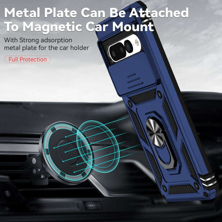 For Google Pixel 7 Pro 5G Sliding Camshield Holder Phone Case(Blue)
