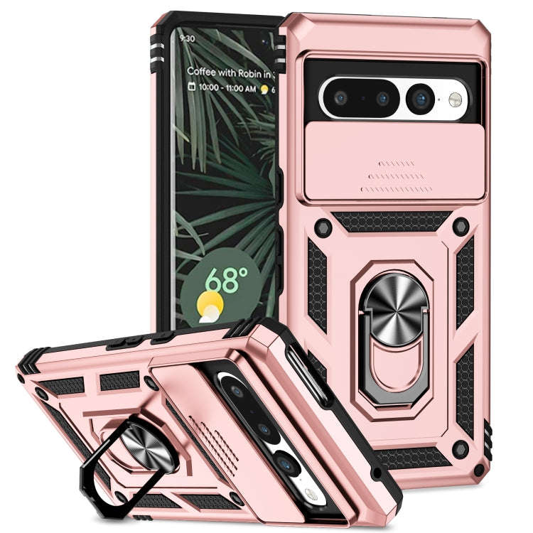 For Google Pixel 7 Pro 5G Sliding Camshield Holder Phone Case(Rose Gold)