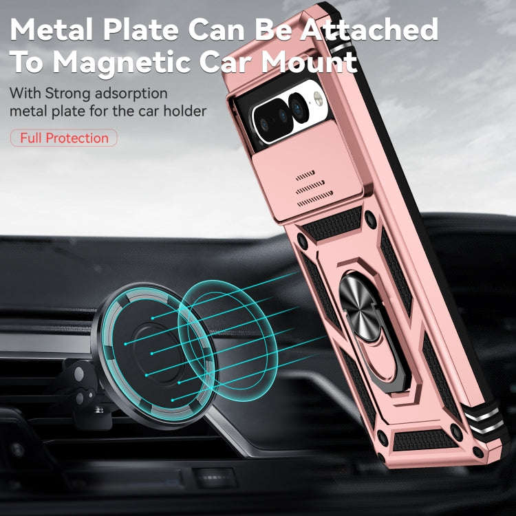 For Google Pixel 7 Pro 5G Sliding Camshield Holder Phone Case(Rose Gold)