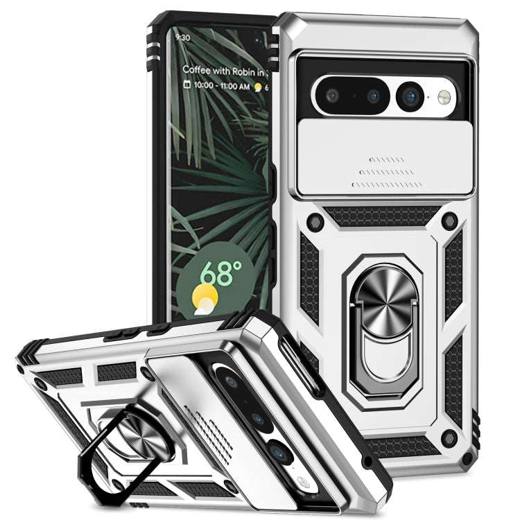 For Google Pixel 7 Pro 5G Sliding Camshield Holder Phone Case(Silver)