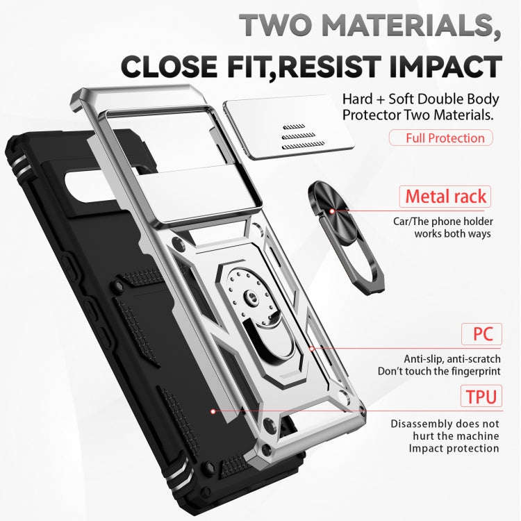 For Google Pixel 7 Pro 5G Sliding Camshield Holder Phone Case(Silver)