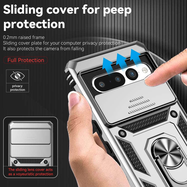 For Google Pixel 7 Pro 5G Sliding Camshield Holder Phone Case(Silver)