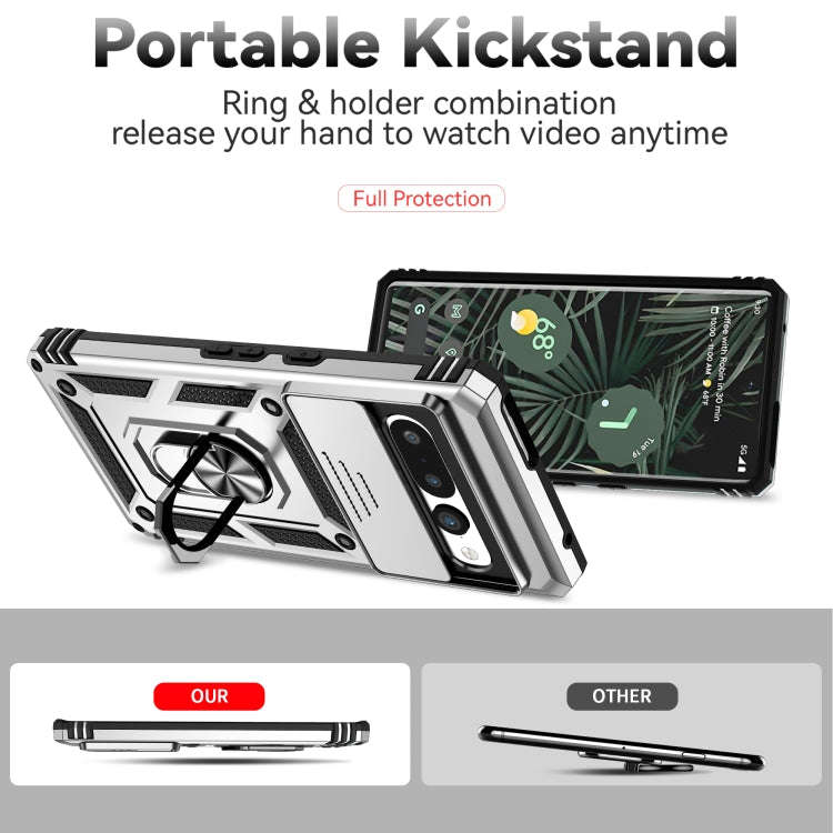 For Google Pixel 7 Pro 5G Sliding Camshield Holder Phone Case(Silver)