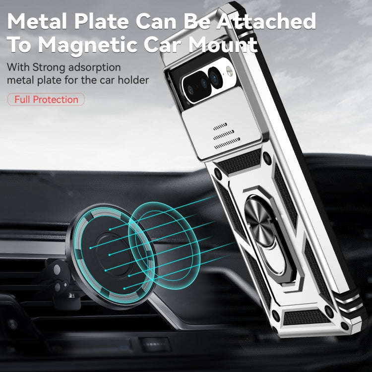 For Google Pixel 7 Pro 5G Sliding Camshield Holder Phone Case(Silver)