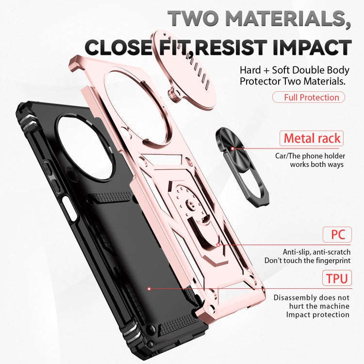 For Honor X9 Sliding Camshield Holder Phone Case(Rose Gold)