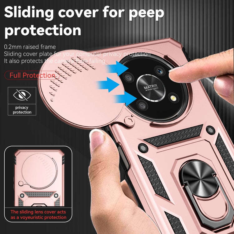 For Honor X9 Sliding Camshield Holder Phone Case(Rose Gold)