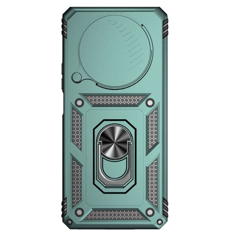 For Honor X9 Sliding Camshield Holder Phone Case(Dark Green)