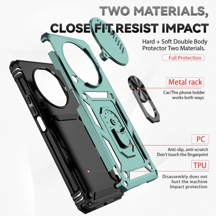 For Honor X9 Sliding Camshield Holder Phone Case(Dark Green)