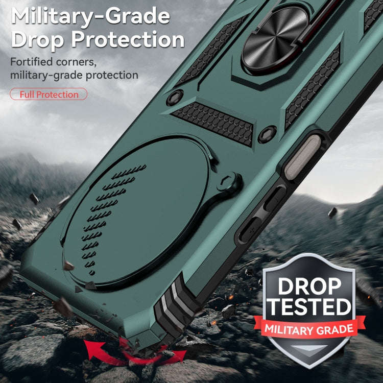 For Honor X9 Sliding Camshield Holder Phone Case(Dark Green)