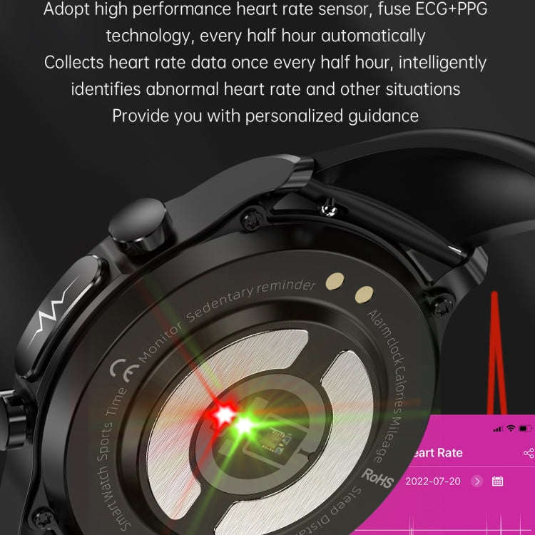 E400 1.39 inch HD Round Screen TPU Watch Strap Smart Watch Supports ECG Monitoring/Non-invasive B...
