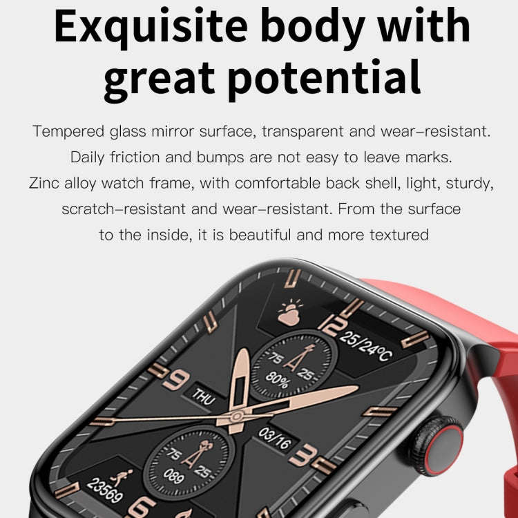E500 1.83 inch HD Square Screen TPU Watch Strap Smart Watch Supports ECG Monitoring / Non-invasiv...