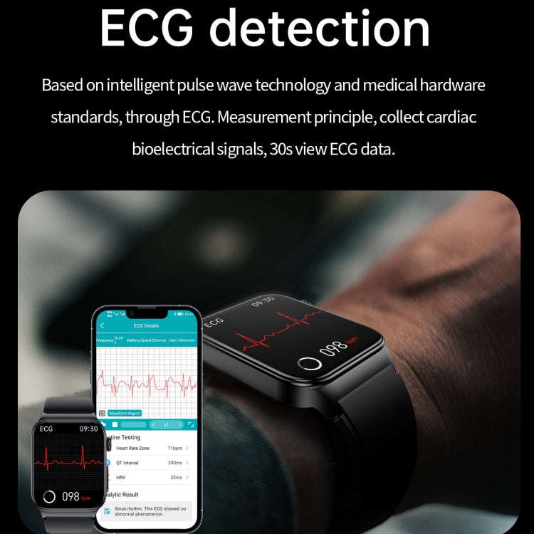 E500 1.83 inch HD Square Screen TPU Watch Strap Smart Watch Supports ECG Monitoring / Non-invasiv...