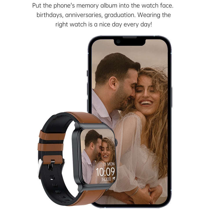 E500 1.83 inch HD Square Screen TPU Watch Strap Smart Watch Supports ECG Monitoring / Non-invasiv...