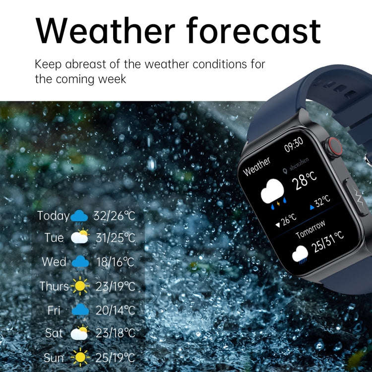 E500 1.83 inch HD Square Screen TPU Watch Strap Smart Watch Supports ECG Monitoring / Non-invasiv...