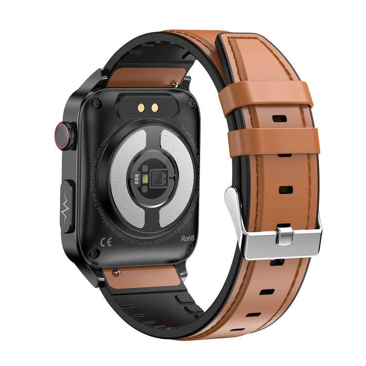 E500 1.83 inch HD Square Screen Leather Watch Strap Smart Watch Supports ECG Monitoring / Non-inv...