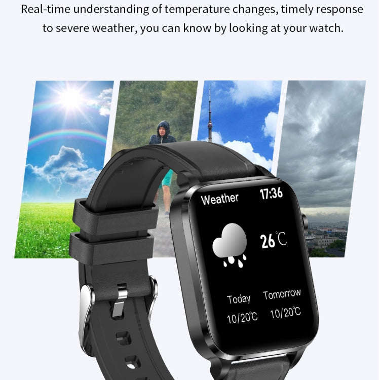 F100 1.7 inch HD Square Screen TPU Strap Smart Watch Supports Body Temperature Monitoring/Blood O...