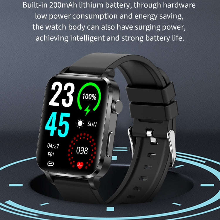 F100 1.7 inch HD Square Screen TPU Strap Smart Watch Supports Body Temperature Monitoring/Blood O...