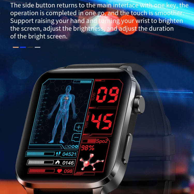 F100 1.7 inch HD Square Screen TPU Strap Smart Watch Supports Body Temperature Monitoring/Blood O...