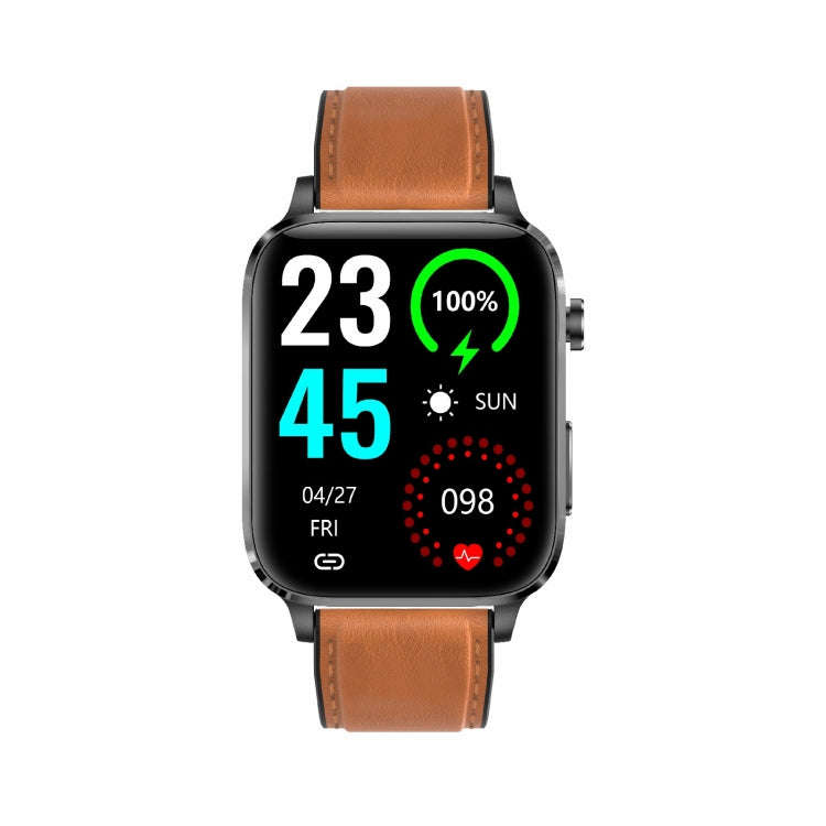 F100 1.7 inch HD Square Screen Leather Strap Smart Watch Supports Body Temperature Monitoring/Blo...