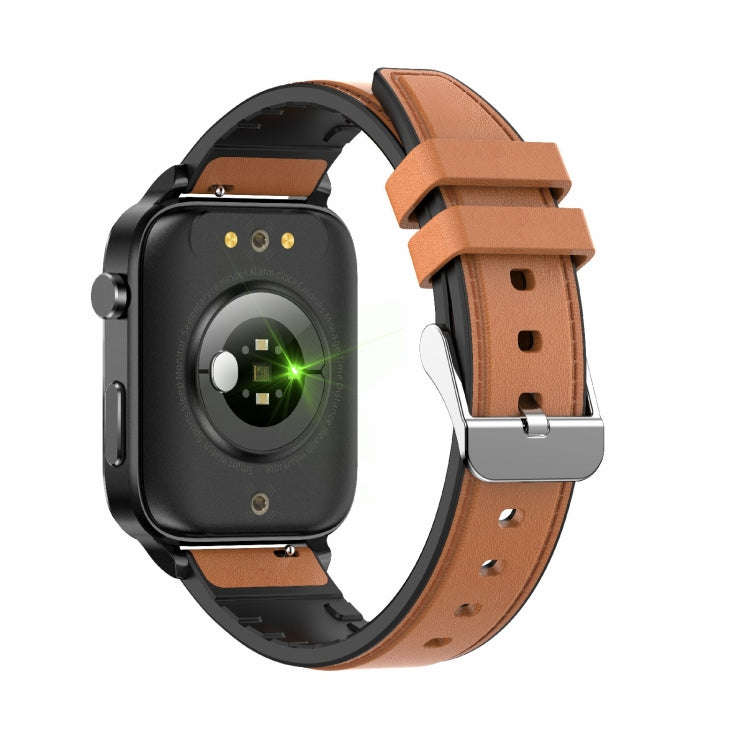 F100 1.7 inch HD Square Screen Leather Strap Smart Watch Supports Body Temperature Monitoring/Blo...