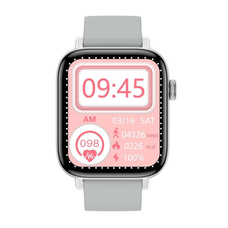 T49 1.9 inch HD Square Screen Smart Watch Supports Heart Rate Monitoring/Bluetooth Calling(Silver...
