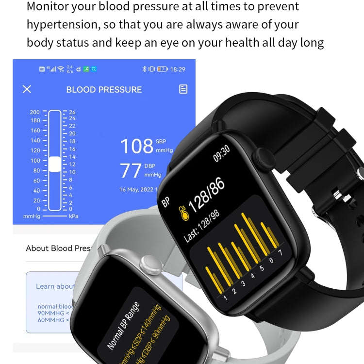 T49 1.9 inch HD Square Screen Smart Watch Supports Heart Rate Monitoring/Bluetooth Calling(Silver...
