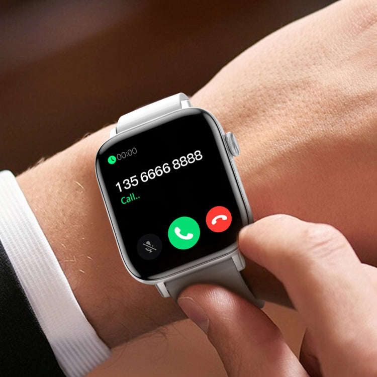 T49 1.9 inch HD Square Screen Smart Watch Supports Heart Rate Monitoring/Bluetooth Calling(Silver...