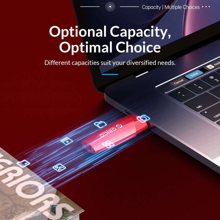 ORCIO USB2.0 U Disk Drive, Read: 10MB/s, Write: 3MB/s, Memory:8G(Red)